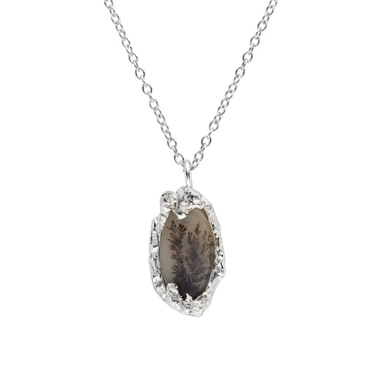 One of a Kind Dendritic Agete necklace - silver
