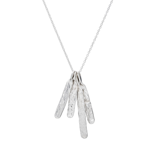 Mixed bark tag necklace - silver