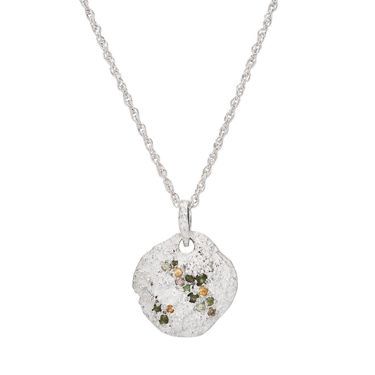 Beech lichen necklace - silver and gemstone
