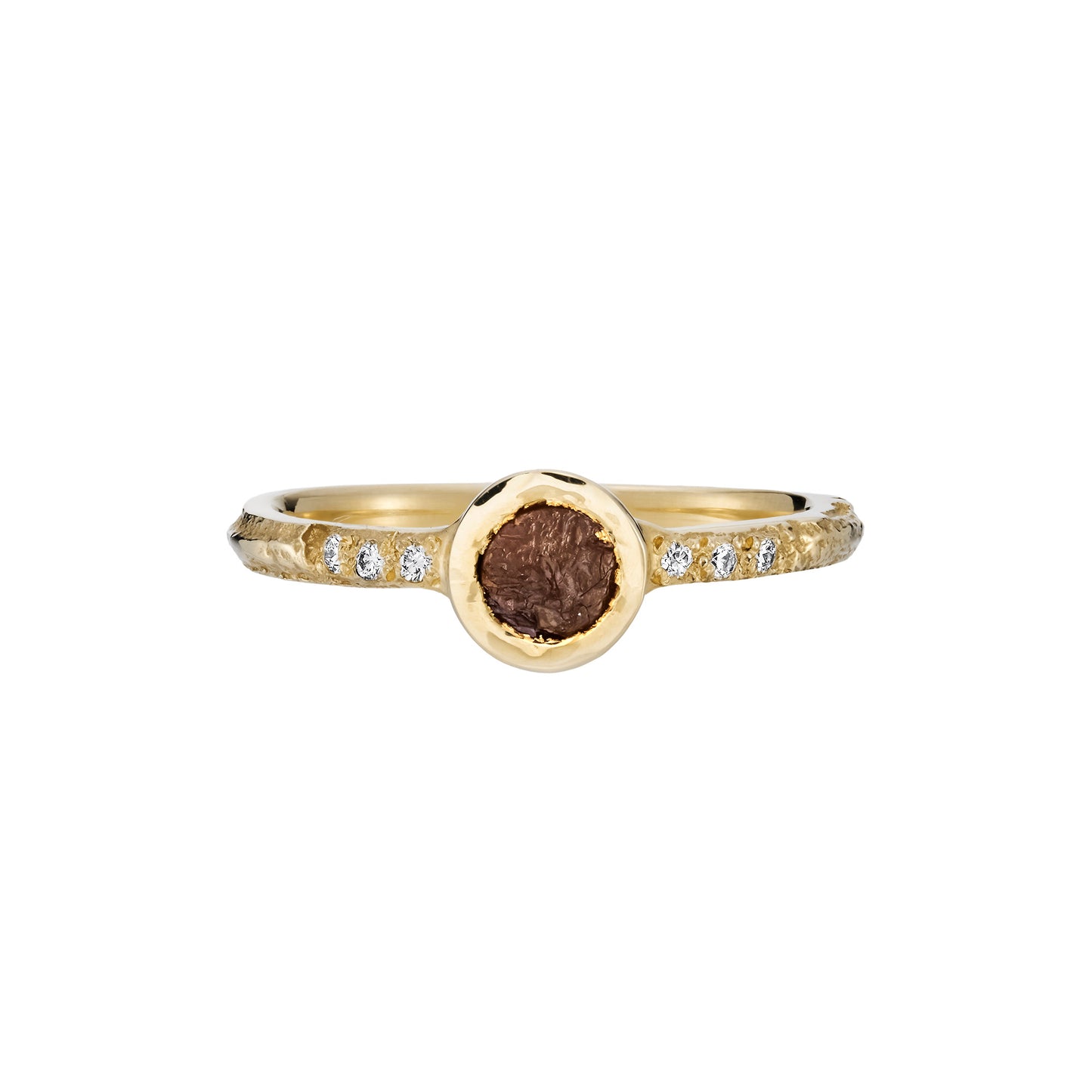 Skinny Oak ring - 9ct gold and rough red diamond