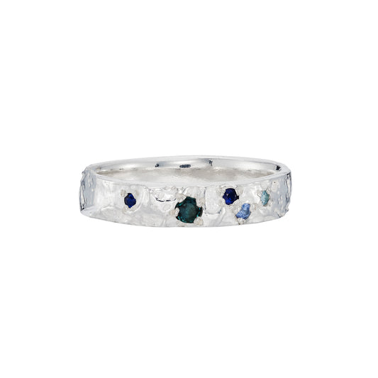 Subtle English Oak  ring - silver and gemstone