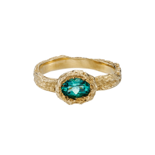 London Plane ring - 9ct gold and teal tourmaline