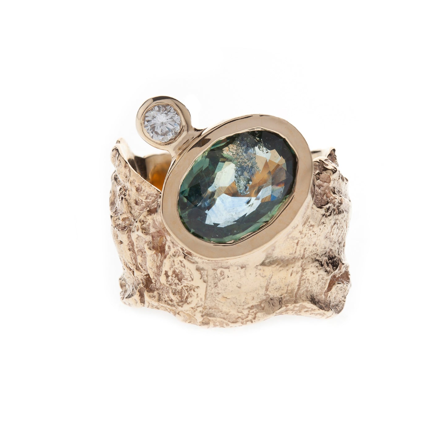 Day Moon ring - 9ct montana sapphire and diamond
