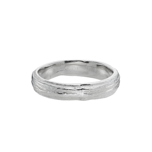 Silver D Band English Oak Ring