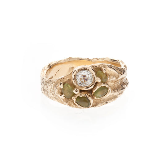 Apple Tree, Diamond and Peridot Ring