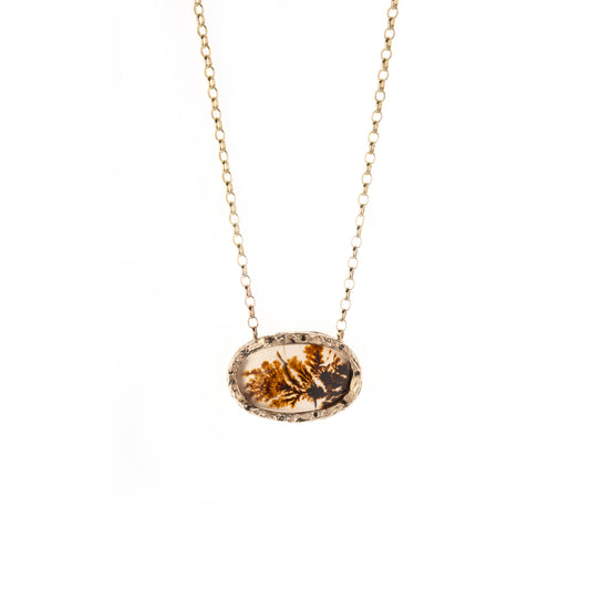 9ct Gold London Plane and Agate Necklace