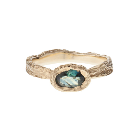 London Plane ring - 9ct gold and Montana sapphire