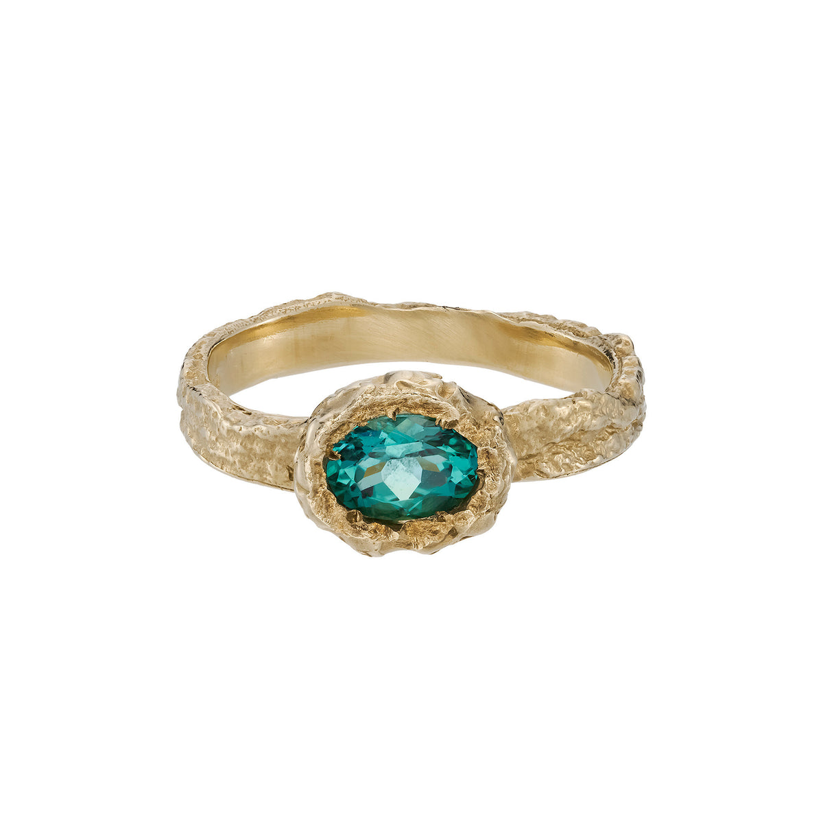 London Plane ring - 9ct gold and teal tourmaline