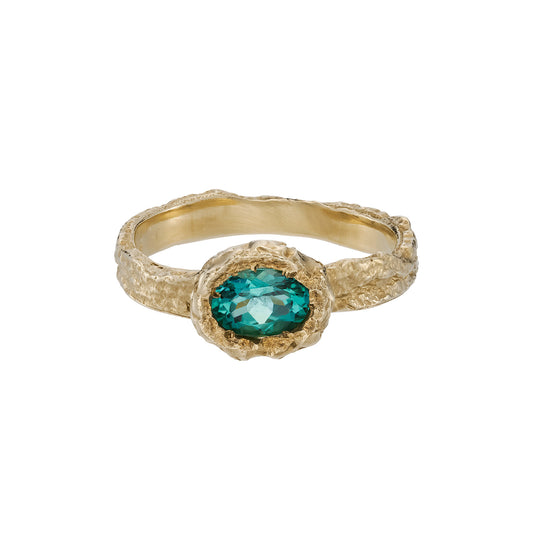 London Plane ring - 9ct gold and teal tourmaline