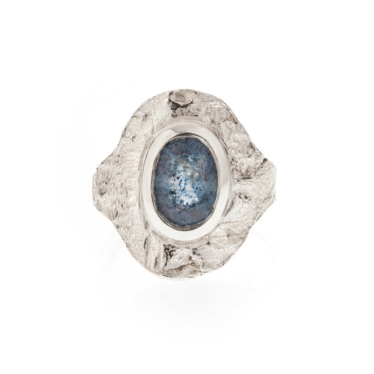 Cherry Tree and Lapiz Quartz Shield Ring