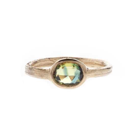 Corkscrew ring - 9ct gold and Montana sapphire