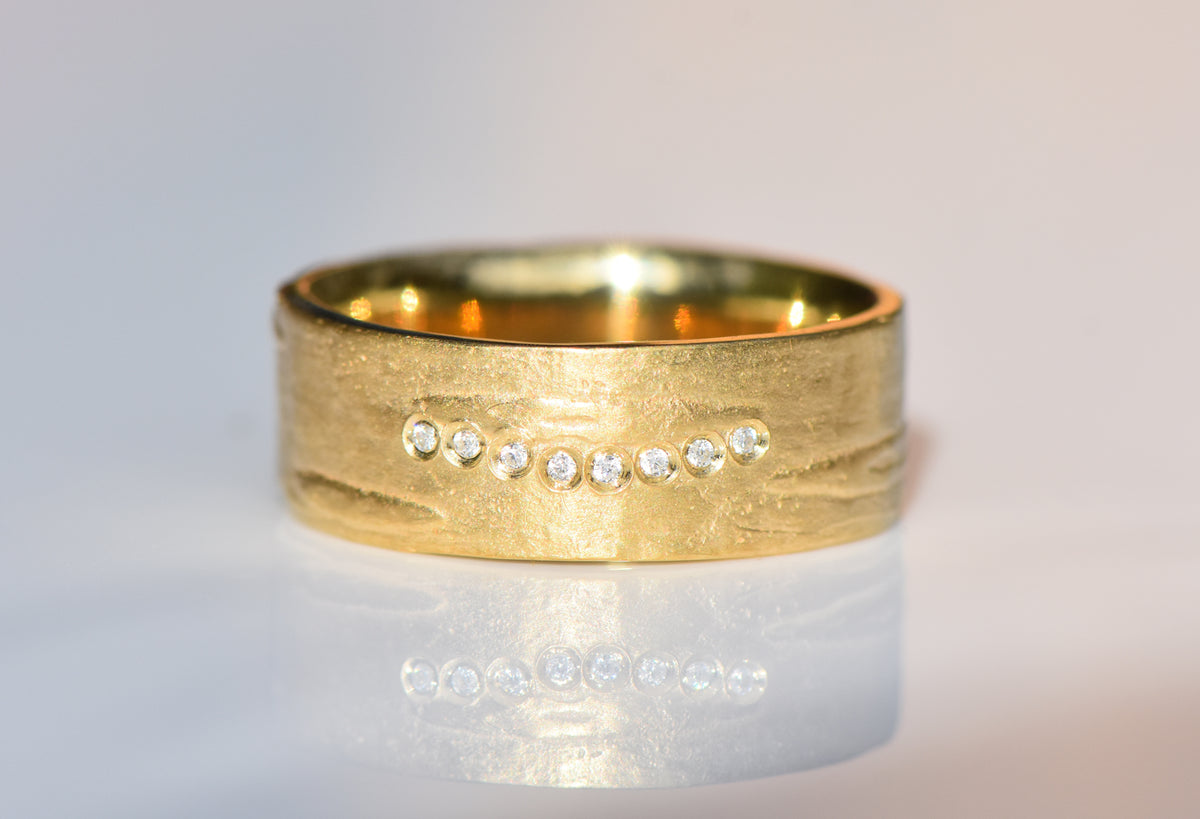 Silver Birch ring - diamonds and 9ct gold