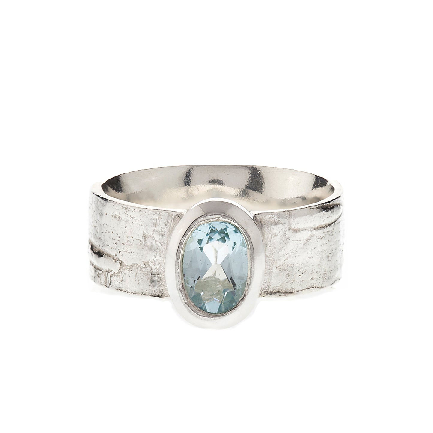 Silver Birch ring - silver and aquamarine