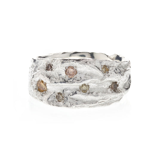 Apple tree and diamond ring - silver