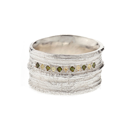 English Oak ring - silver and tourmalines