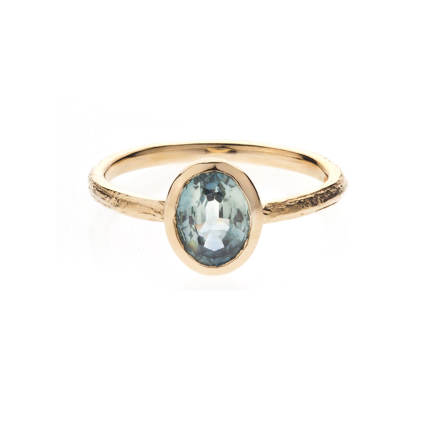 English Oak ring  - 14ct gold and sapphire
