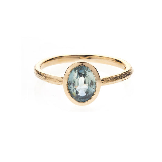 English Oak ring  - 14ct gold and sapphire