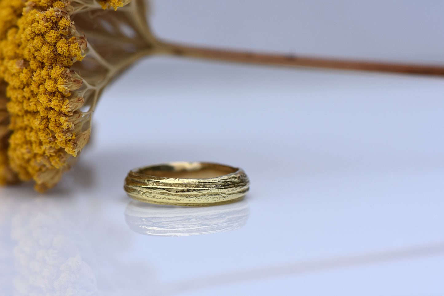 Gold D Band English Oak Ring