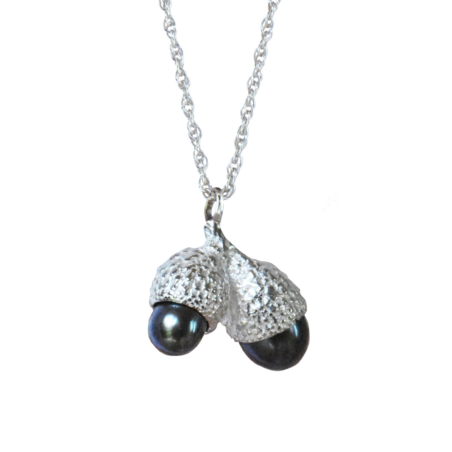Silver and Purple Pearl Double Cup Necklace