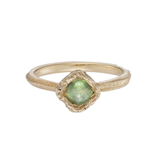 9ct English Oak Ring with Green Sapphire