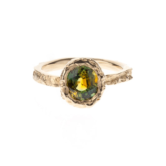 14ct Gold and Green Sapphire Hawthorn Ring