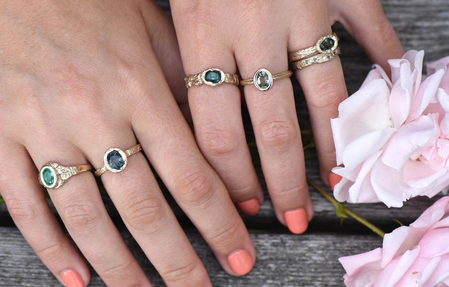 London Plane ring - 9ct gold and Montana sapphire