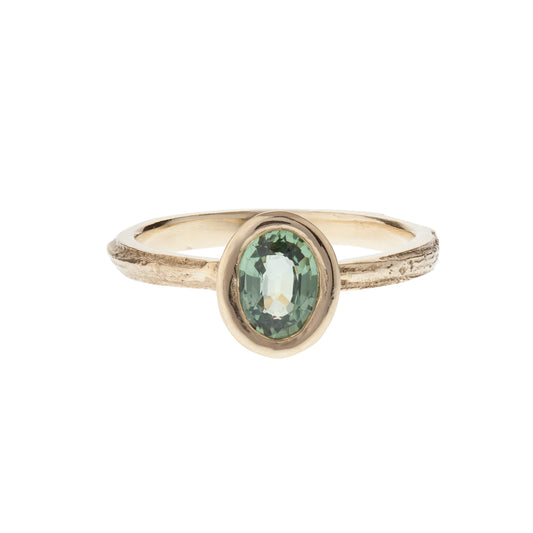 English Oak ring  - 9ct gold and mint tourmaline