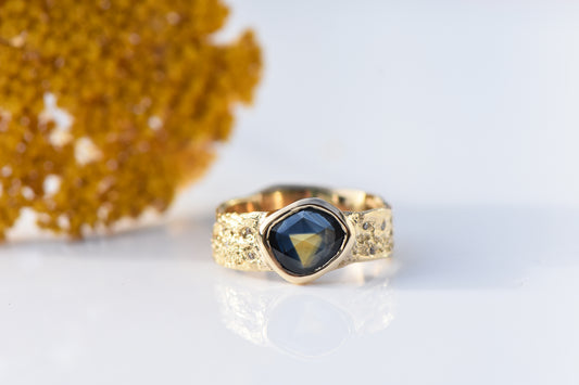 Montana sapphire and diamond ring