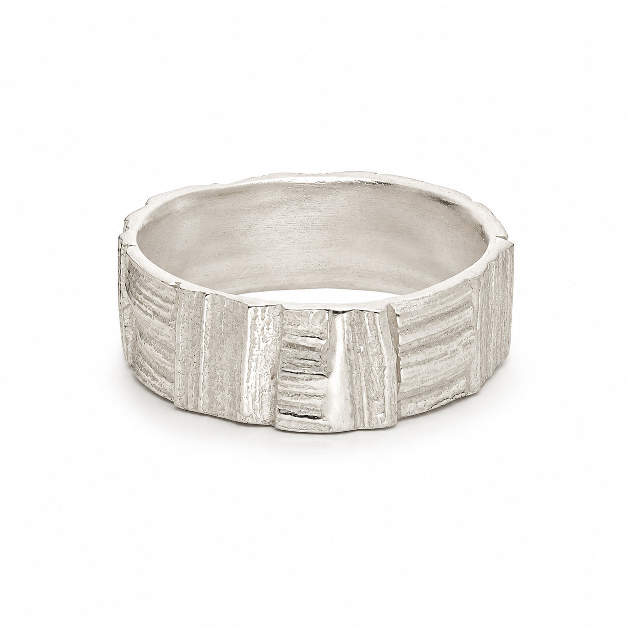Inside Oak patchwork ring - silver