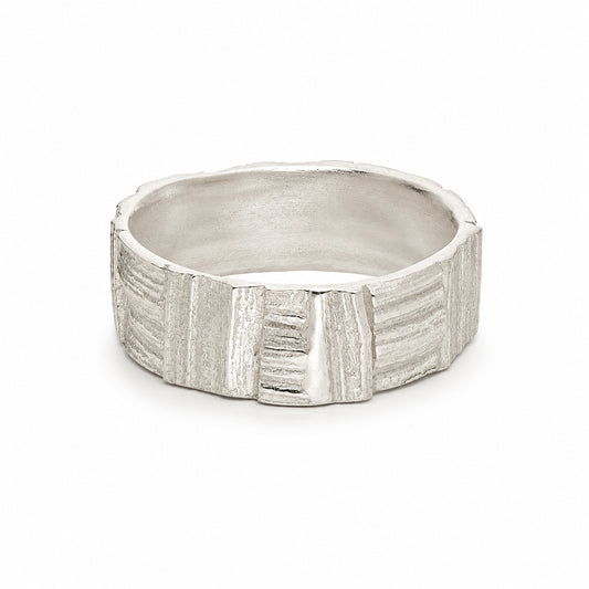 Inside Oak patchwork ring - silver