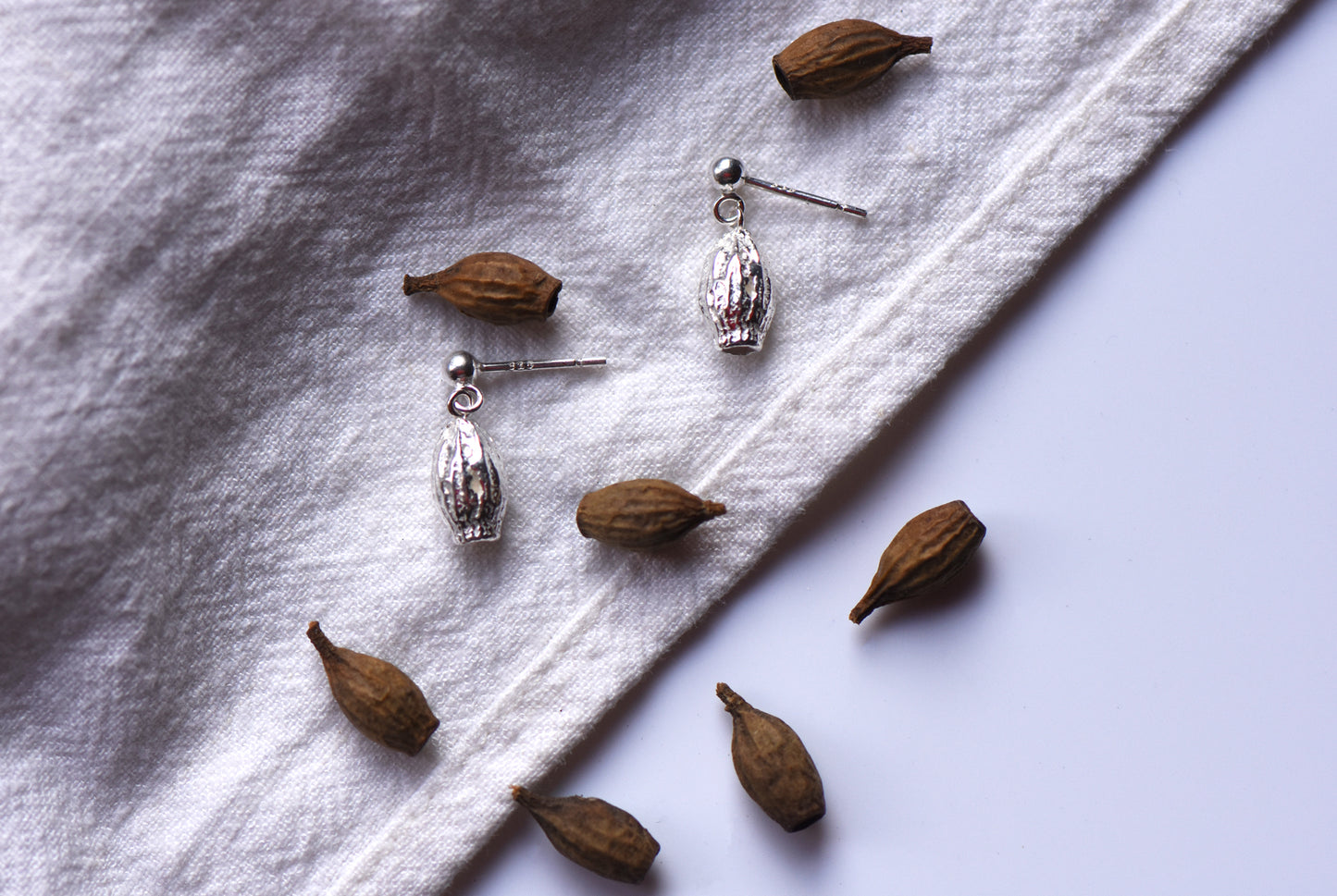 Silver Seed Drop Earrings