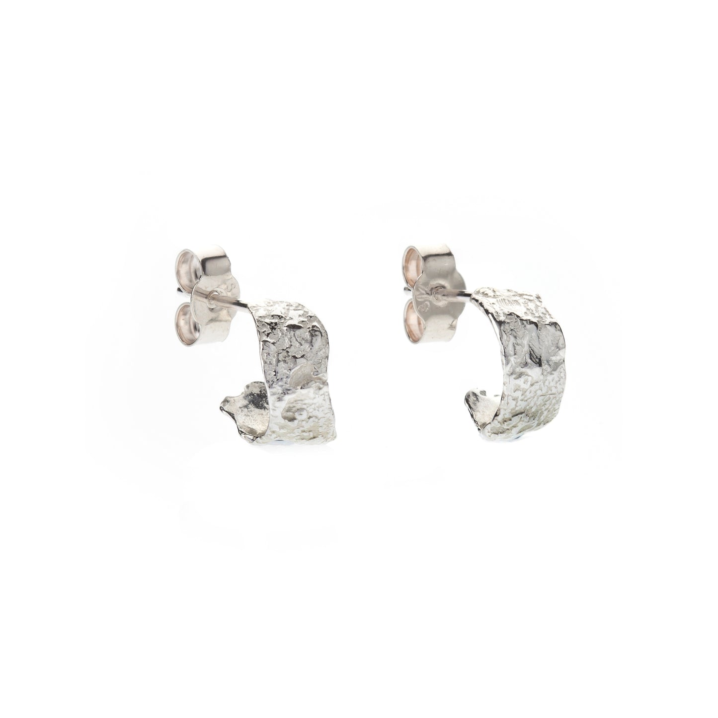 Mini Oak Hoops in Silver