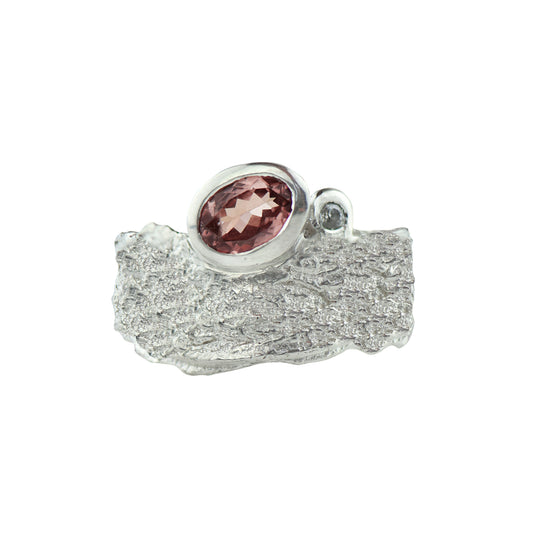London Plane two stone ring - silver, sapphire and diamond