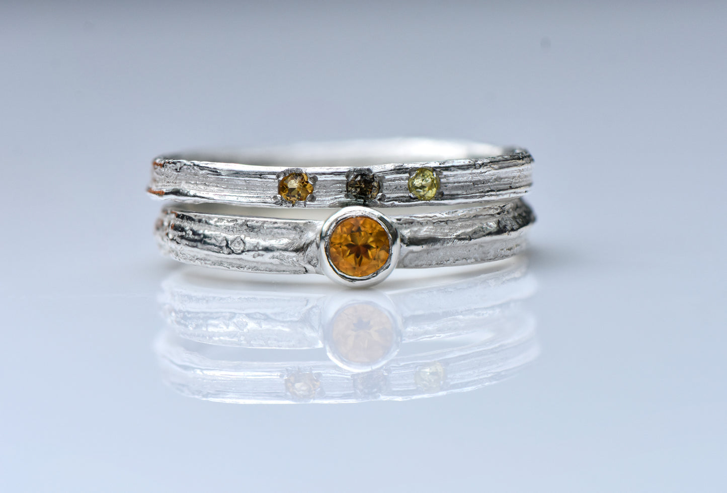 Corkscrew Willow 3 stone ring