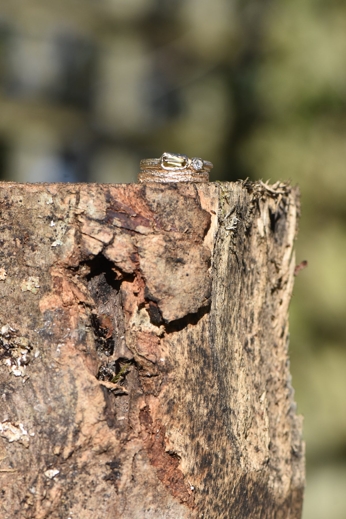 Skinny Oak ring - 9ct gold zircon and diamond