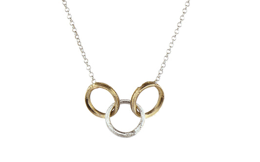 Silver and Gold Bamboo Hoop Necklace