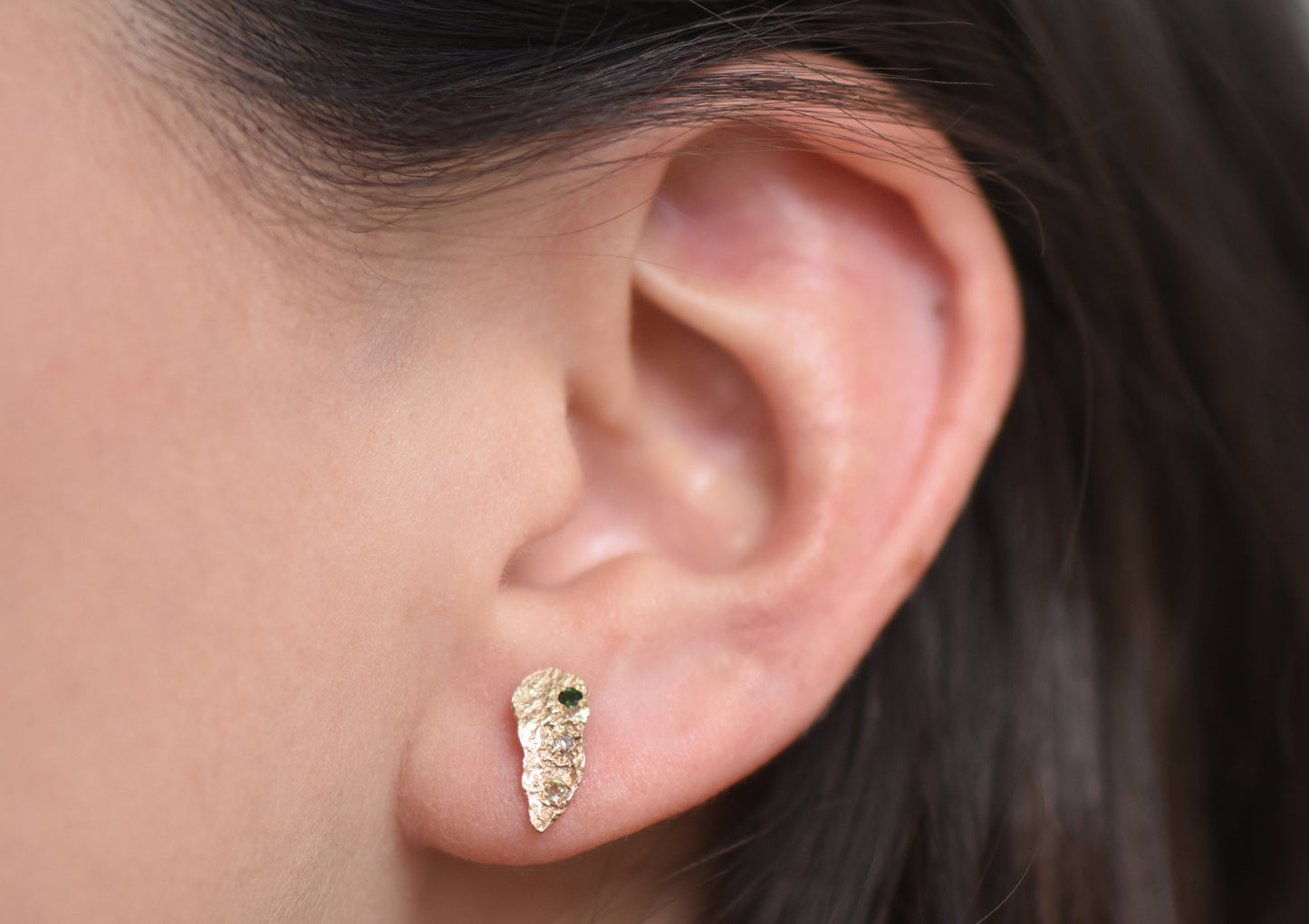 9ct Gold London Plane Wisp Studs with Stones
