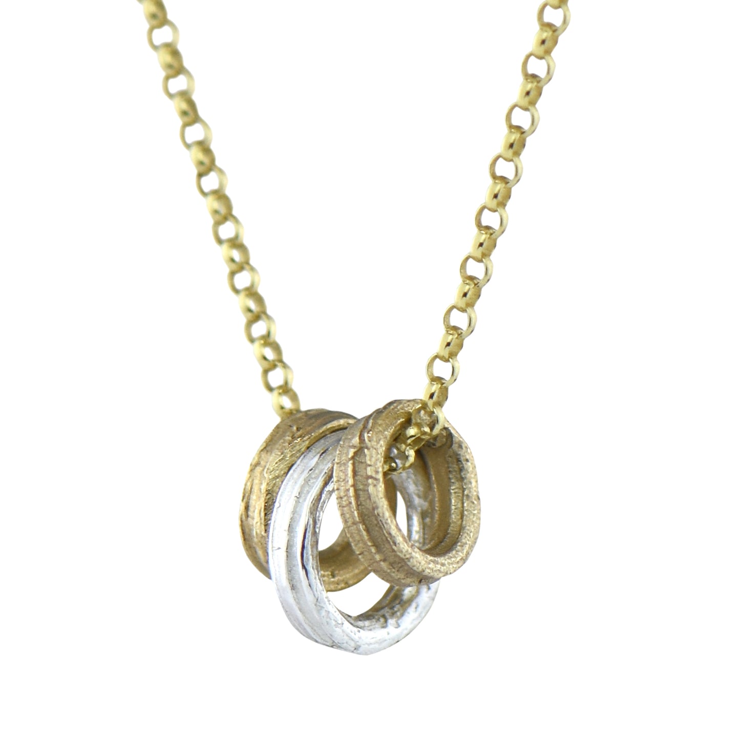 9ct Gold and Silver Mini Bamboo Hoop Necklace