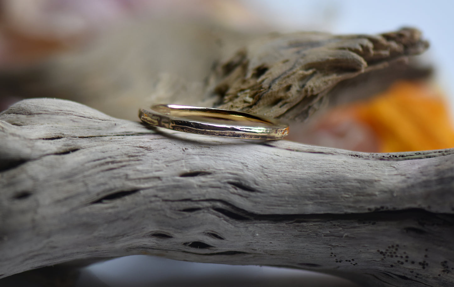 14ct Gold Skinny English Oak Ring