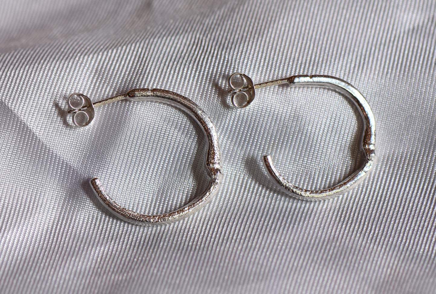Small Silver Bamboo Hoops