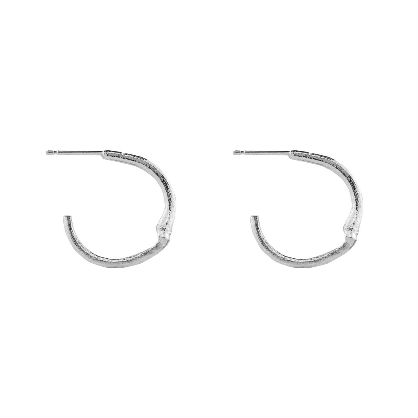Small Silver Bamboo Hoops
