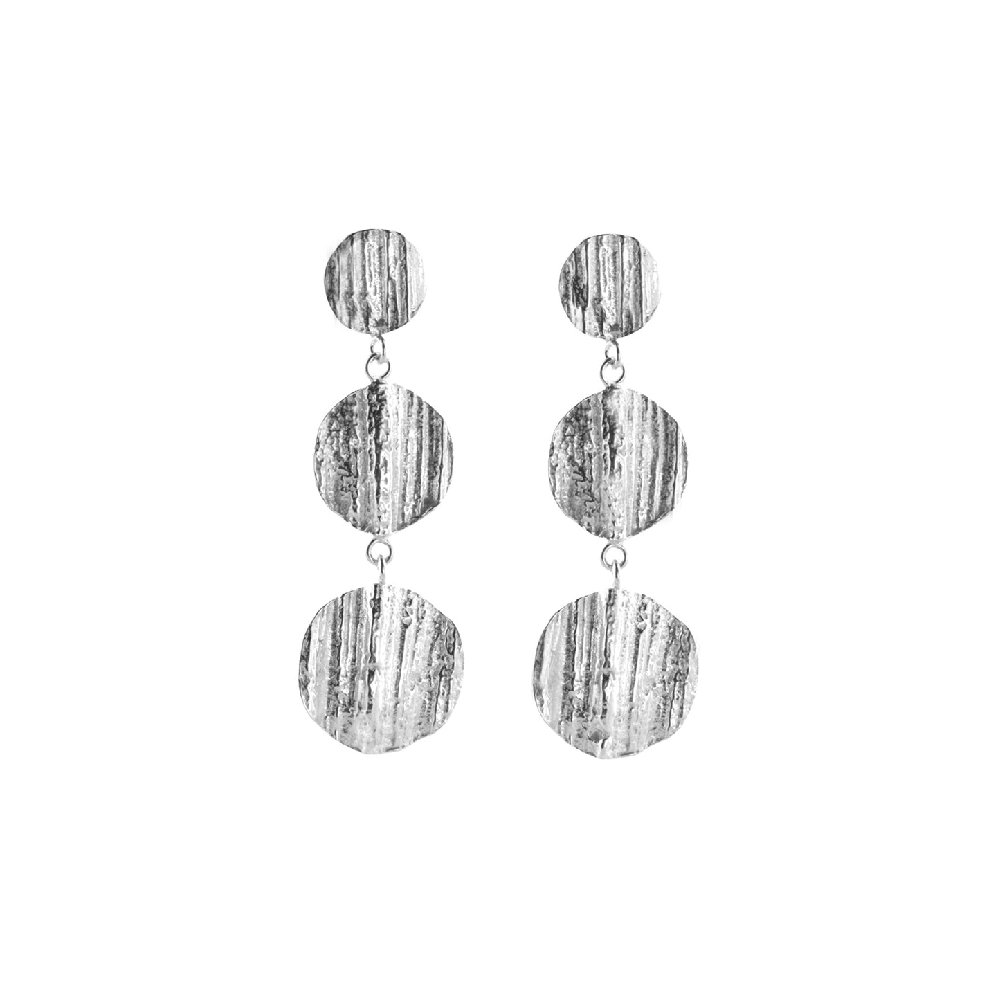 Triple Drop Silver Oak Earrings